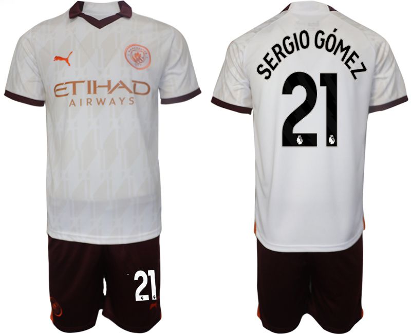 Men 2023-2024 Club Manchester City away white #21 Soccer Jersey->manchester city jersey->Soccer Club Jersey